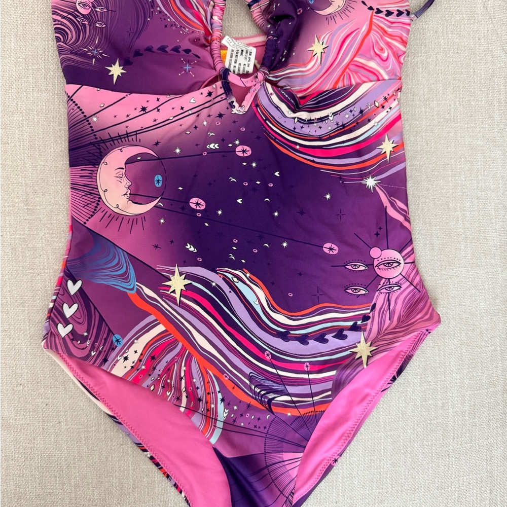 Agua Bendita Purple and Pink One Piece Swimsuit